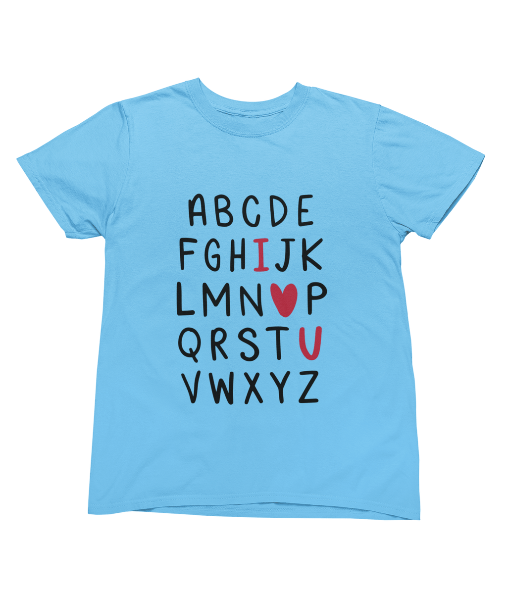 Valentine Alphabet Shirt Cute Valentine’s Day Gift T-Shirt / Small / Blue gift_idea unique_gift personalised_gift
