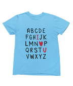 Valentine Alphabet Shirt Cute Valentine’s Day Gift T-Shirt / Small / Blue gift_idea unique_gift personalised_gift