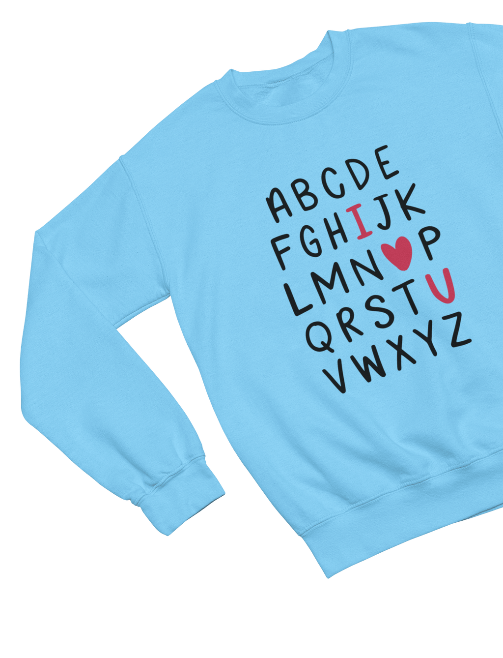 Valentine Alphabet Shirt Cute Valentine’s Day Gift Sweatshirt / Small / Blue gift_idea unique_gift personalised_gift