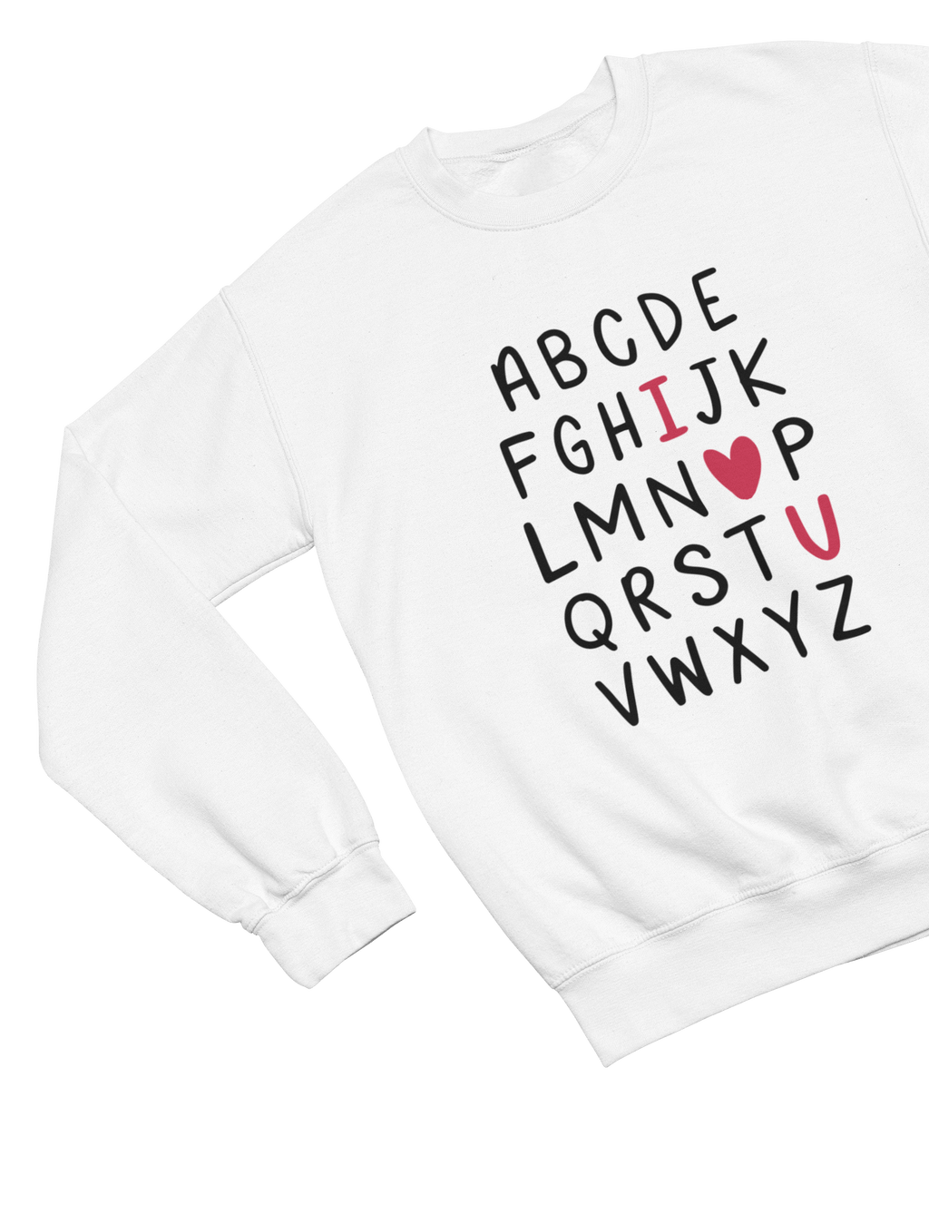 Valentine Alphabet Shirt Cute Valentine’s Day Gift Sweatshirt / Small / White gift_idea unique_gift personalised_gift