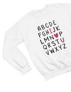 Valentine Alphabet Shirt Cute Valentine’s Day Gift Sweatshirt / Small / White gift_idea unique_gift personalised_gift