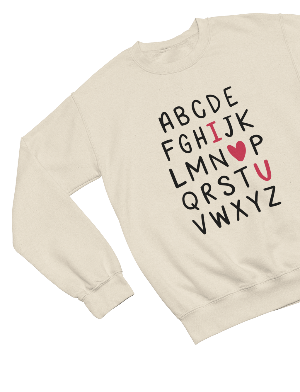 Valentine Alphabet Shirt Cute Valentine’s Day Gift Sweatshirt / Small / Beige gift_idea unique_gift personalised_gift