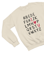 Valentine Alphabet Shirt Cute Valentine’s Day Gift Sweatshirt / Small / Beige gift_idea unique_gift personalised_gift