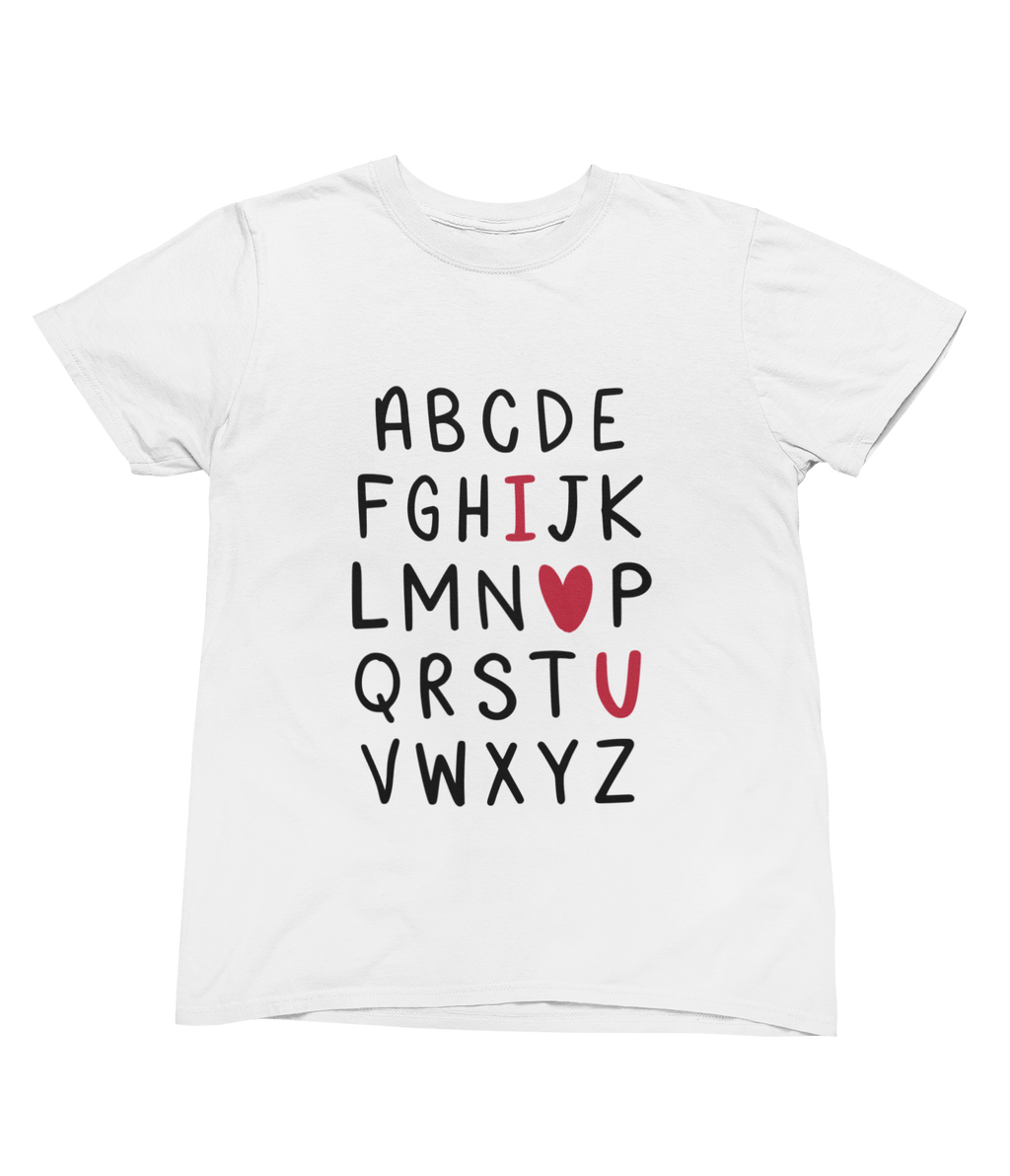Valentine Alphabet Shirt Cute Valentine’s Day Gift T-Shirt / Small / White gift_idea unique_gift personalised_gift