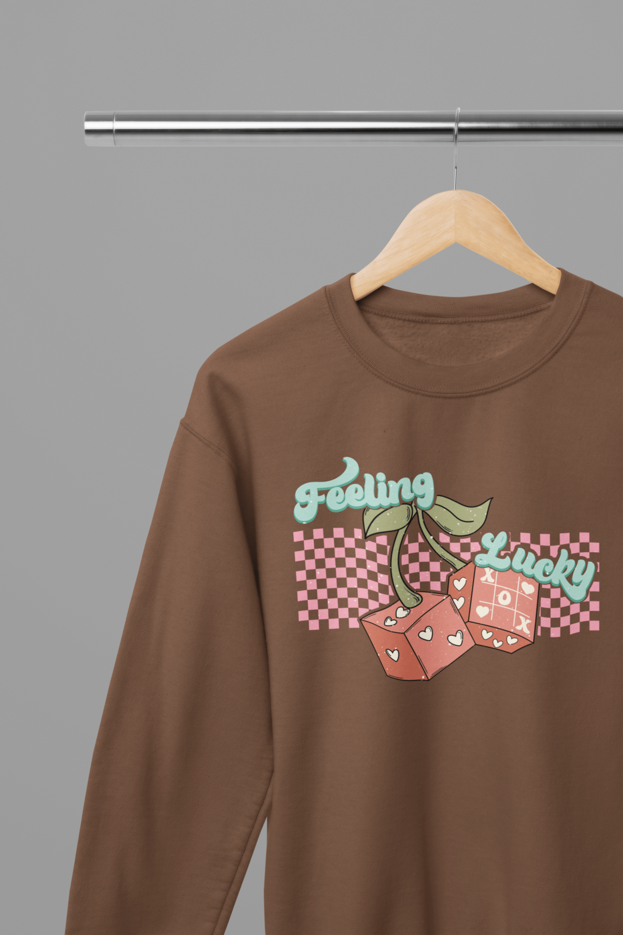 My Store Valentine's Day T-Shirt Small / Brown / Sweatshirt Valentine's Day - Feeling Lucky T-Shirt/Sweatshirt