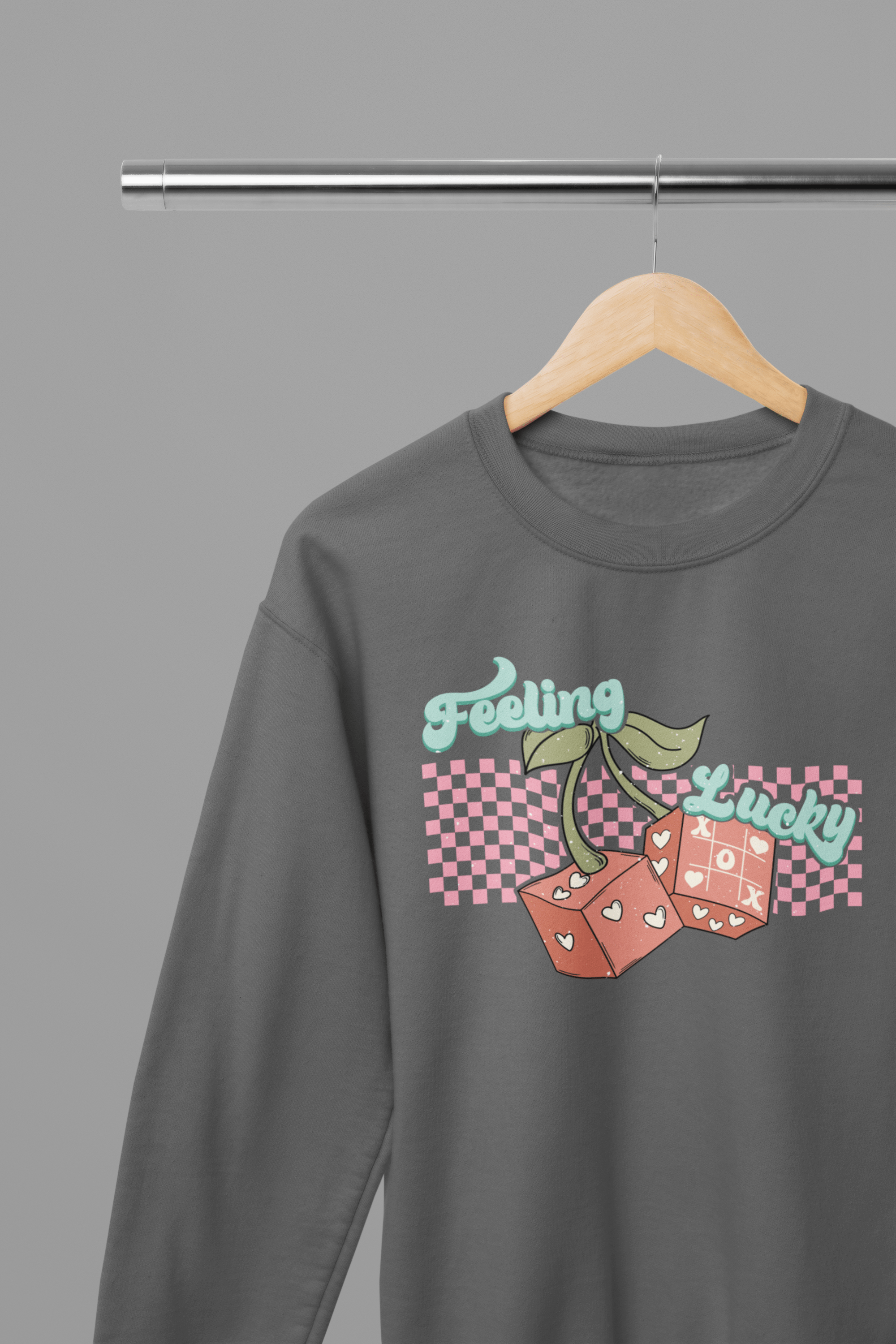 My Store Valentine's Day T-Shirt Small / Grey / Sweatshirt Valentine's Day - Feeling Lucky T-Shirt/Sweatshirt