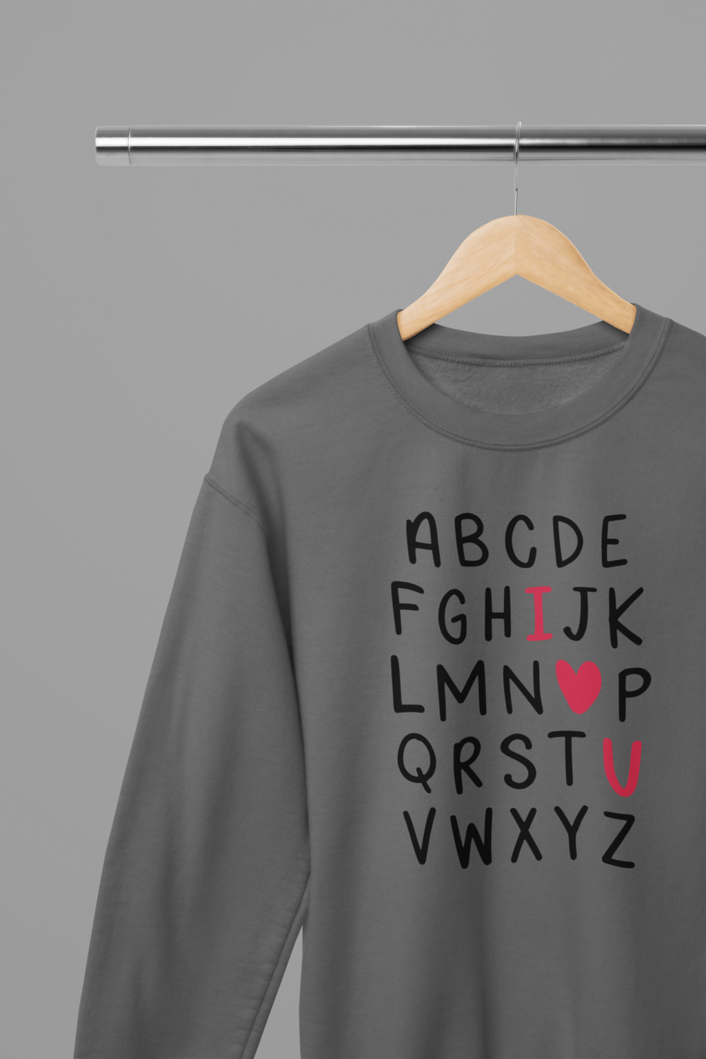 My Store Valentine's Day T-Shirt Small / Grey / Sweatshirt Valentine's Day - Valentine Alphabet T-Shirt/Sweatshirt