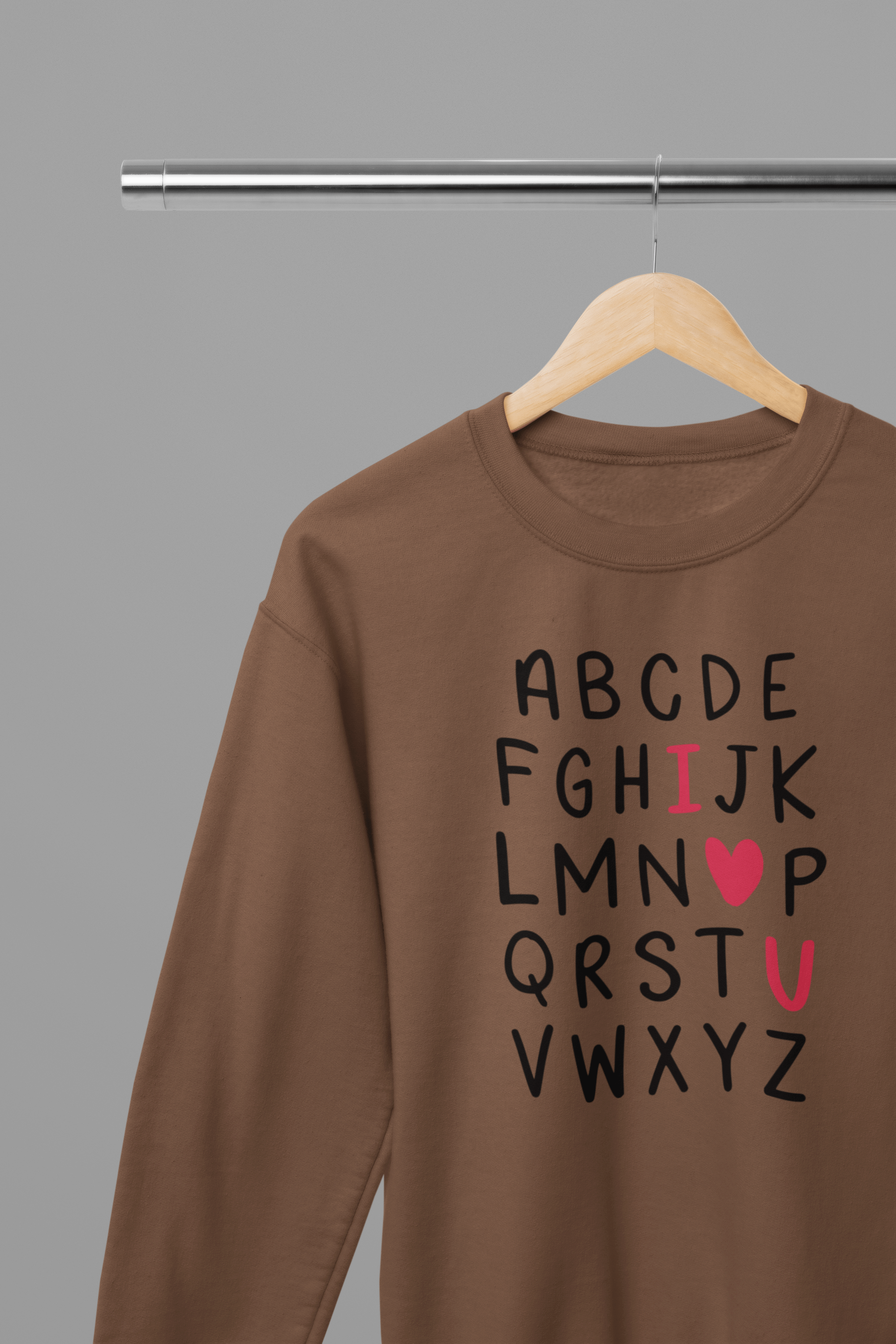 My Store Valentine's Day T-Shirt Small / Brown / Sweatshirt Valentine's Day - Valentine Alphabet T-Shirt/Sweatshirt