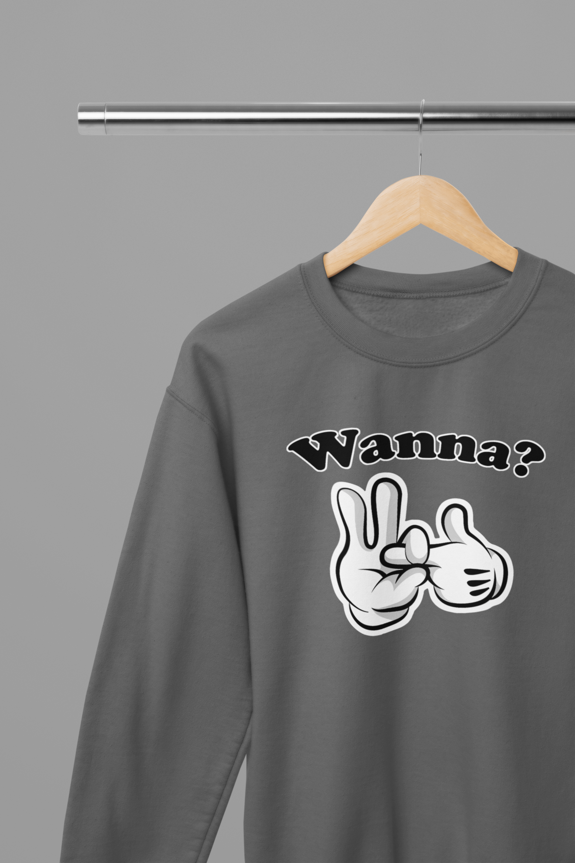 My Store Valentine's Day T-Shirt Small / Grey / Sweatshirt Valentine's Day - Wanna? T-Shirt/Sweatshirt