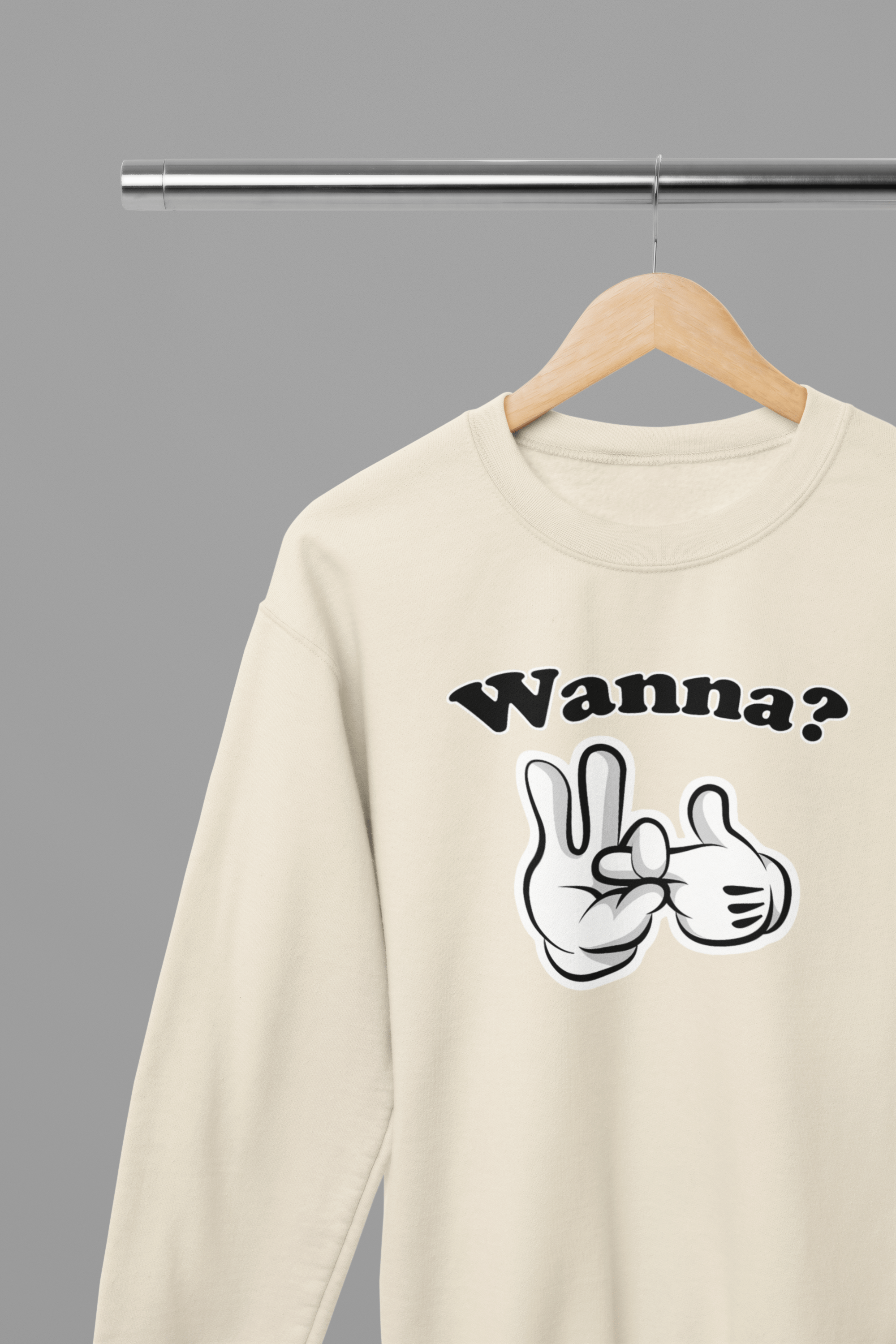 My Store Valentine's Day T-Shirt Small / Sand / Sweatshirt Valentine's Day - Wanna? T-Shirt/Sweatshirt