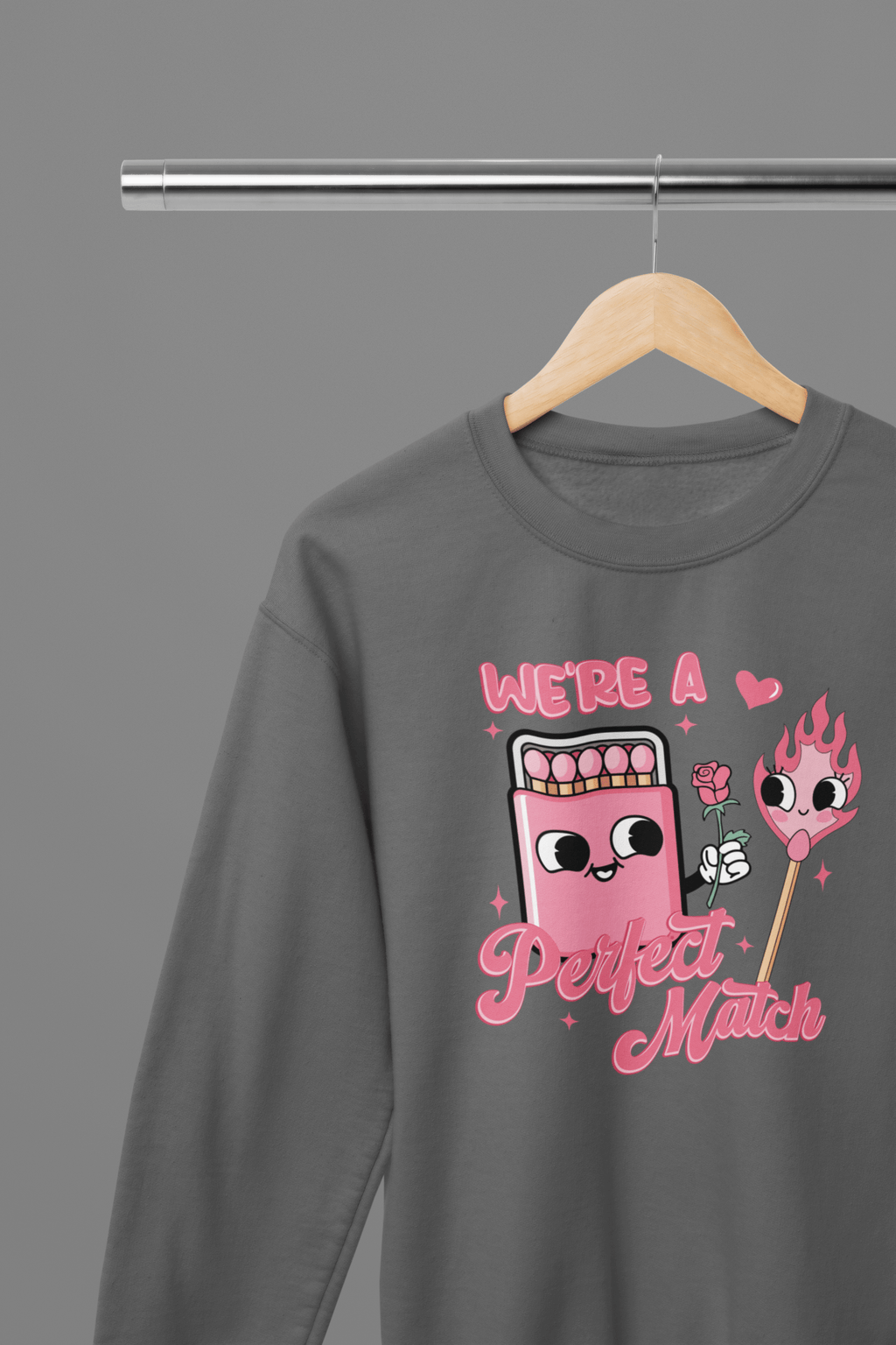 My Store Valentine's Day T-Shirt Small / Grey / Sweatshirt Valentine's Day - We're The Perfect Match T-Shirt/Sweatshirt