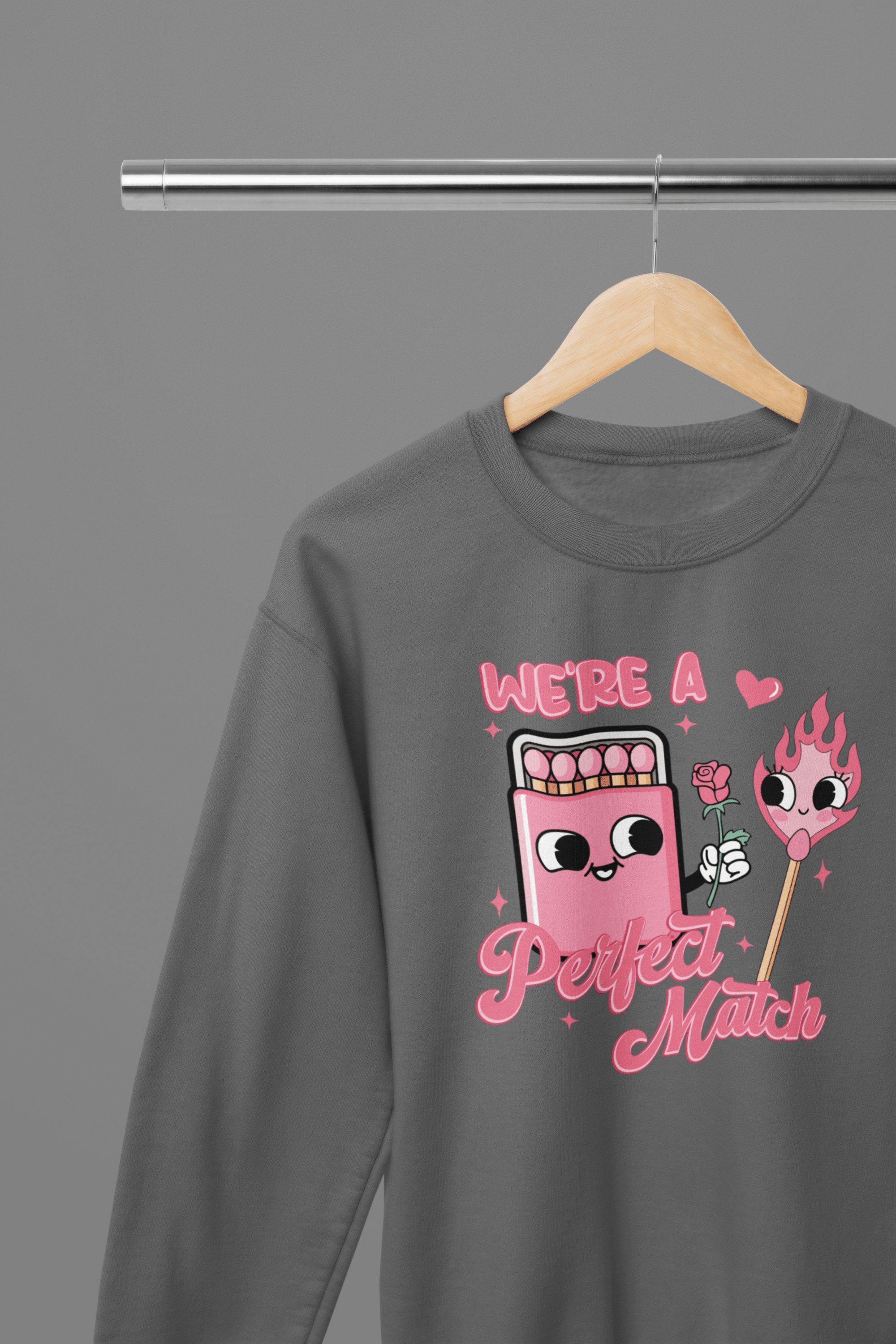 My Store Valentine's Day T-Shirt Small / Grey / Sweatshirt Valentine's Day - We're The Perfect Match T-Shirt/Sweatshirt