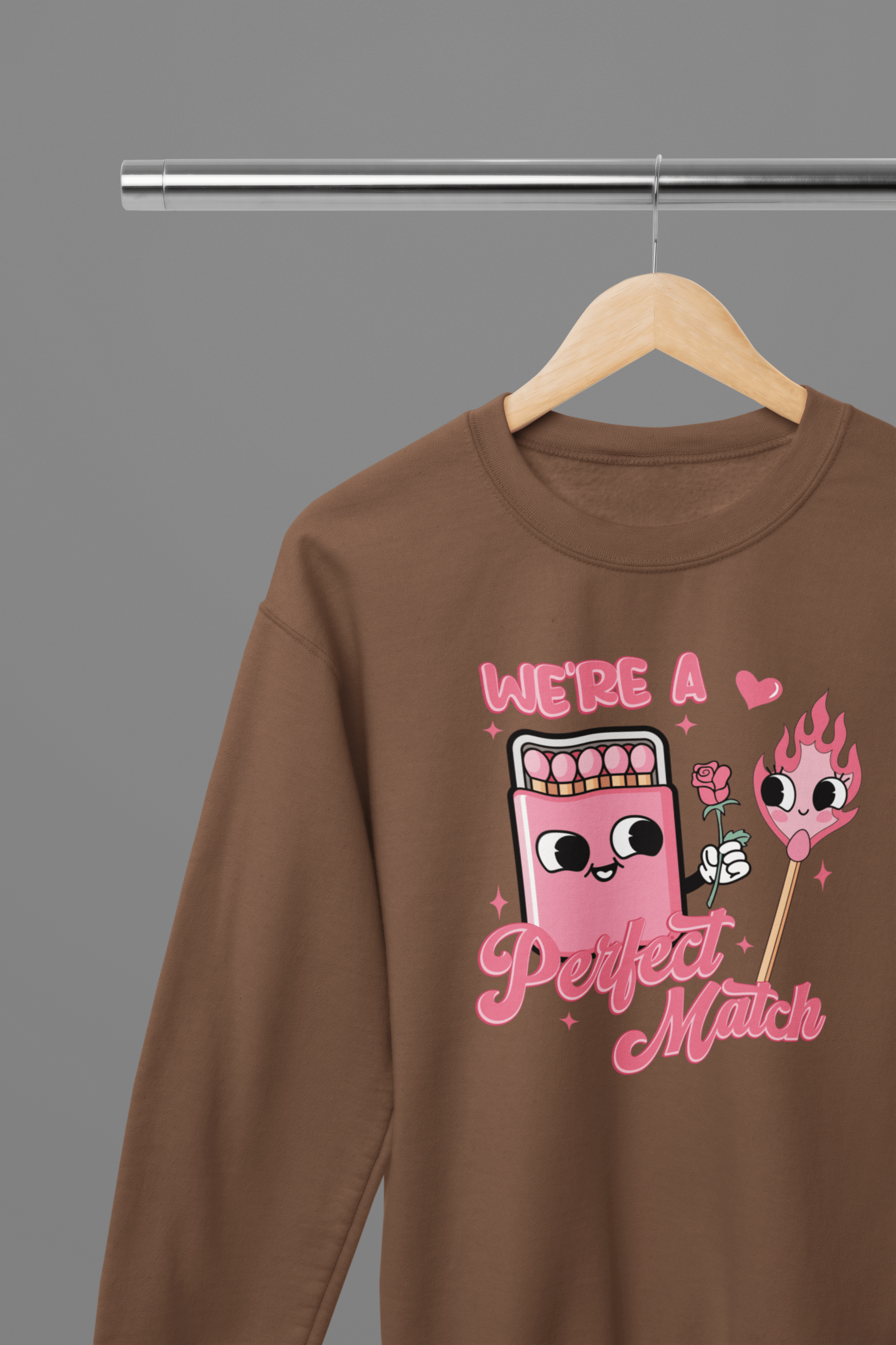 My Store Valentine's Day T-Shirt Small / Brown / Sweatshirt Valentine's Day - We're The Perfect Match T-Shirt/Sweatshirt