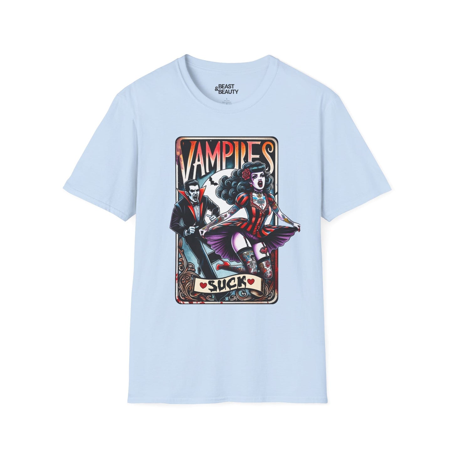 Vampires Suck Gothic Tarot T-Shirt Light Blue / S gift_idea unique_gift personalised_gift
