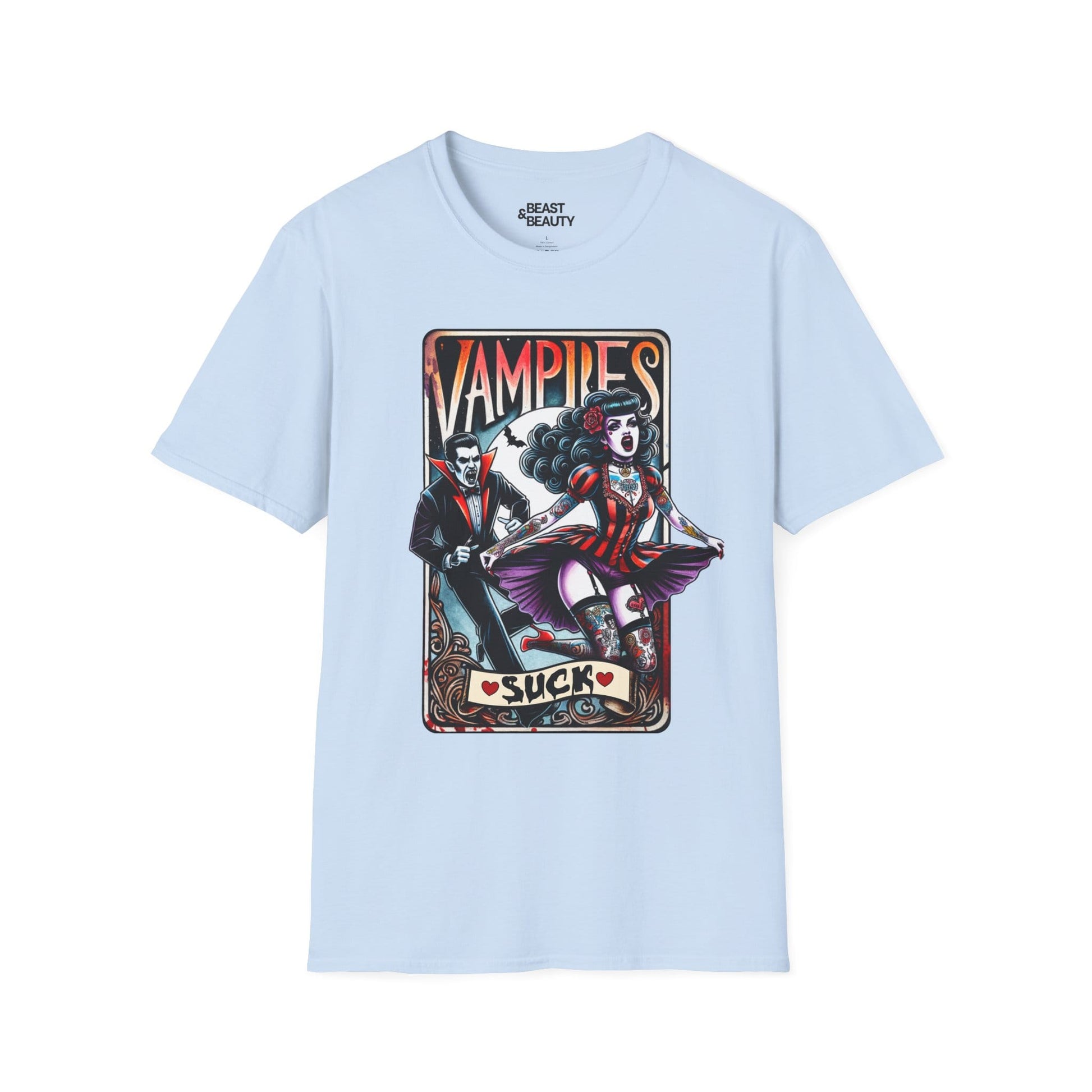 Vampires Suck Gothic Tarot T-Shirt Light Blue / S gift_idea unique_gift personalised_gift
