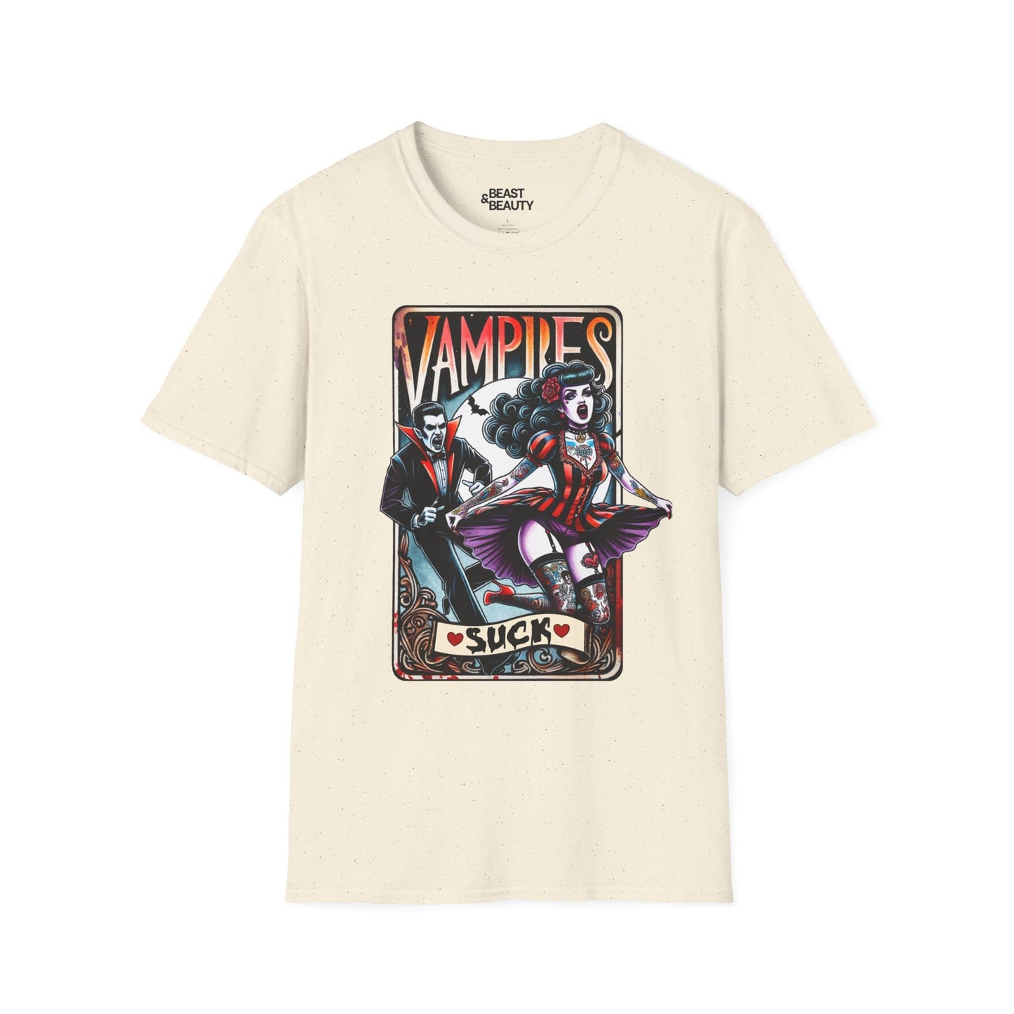 Vampires Suck Gothic Tarot T-Shirt Natural / M gift_idea unique_gift personalised_gift