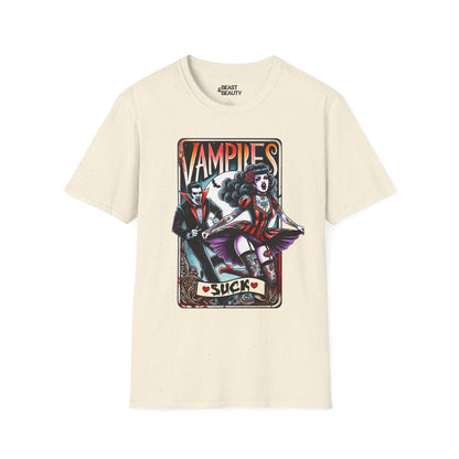 Vampires Suck Gothic Tarot T-Shirt Natural / M gift_idea unique_gift personalised_gift