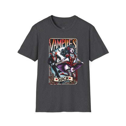 Vampires Suck Gothic Tarot T-Shirt Dark Heather / S gift_idea unique_gift personalised_gift