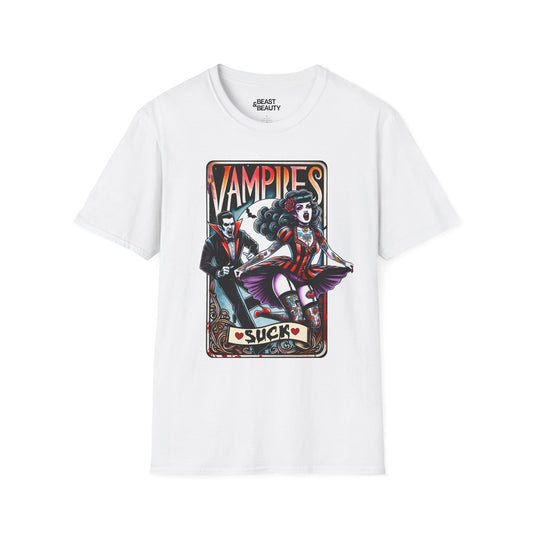 Vampires Suck Gothic Tarot T-Shirt White / S gift_idea unique_gift personalised_gift