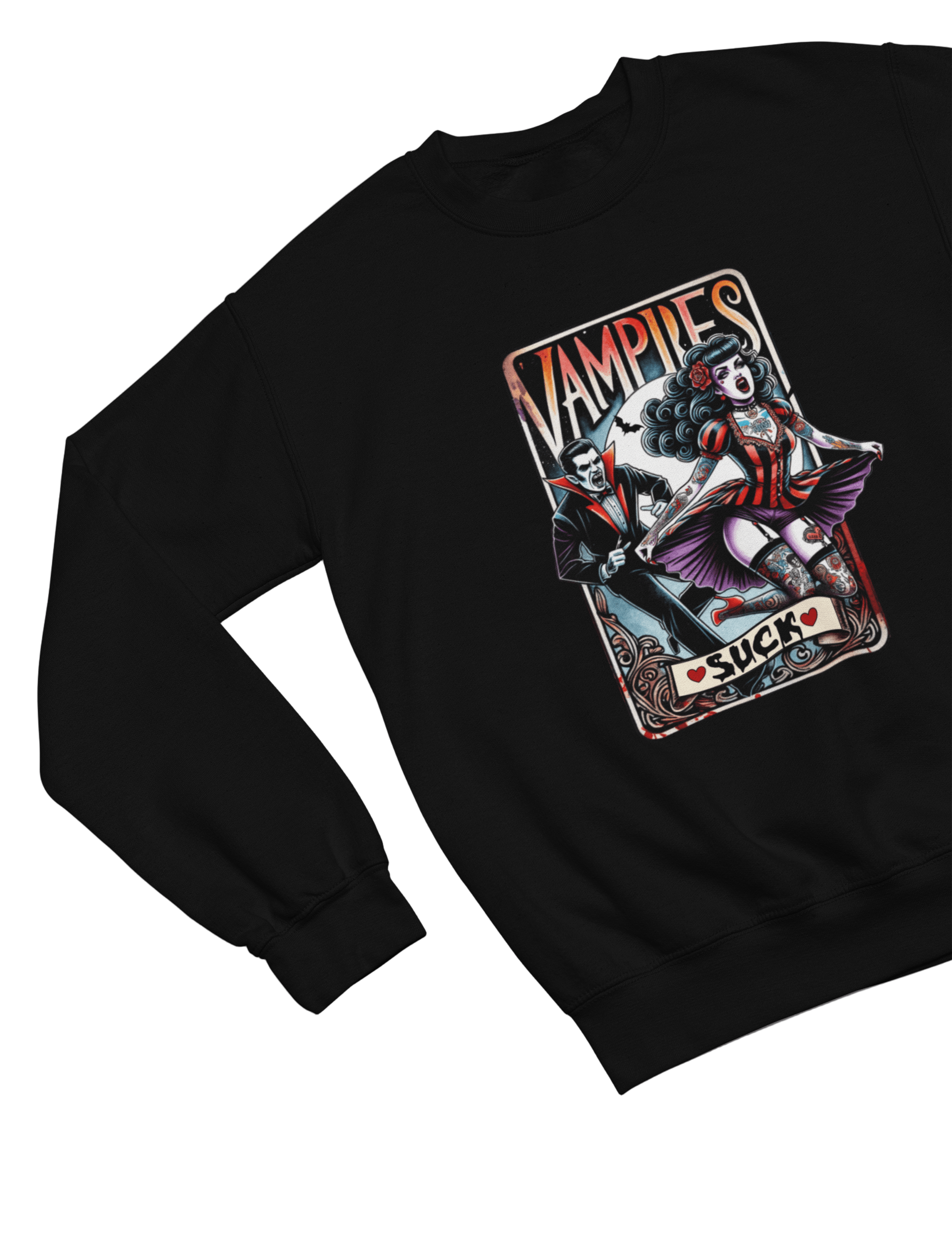 Vampires Suck Shirt | Funny Retro Gothic Halloween T-Shirt or Sweatshirt Sweatshirt / Small / Black gift_idea unique_gift personalised_gift