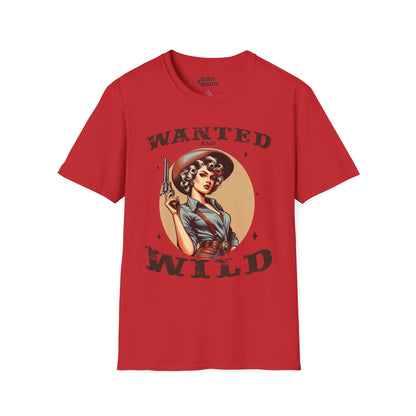 wanted & wild cowgirl t-shirt red t-shirt uk cowgirl gift idea