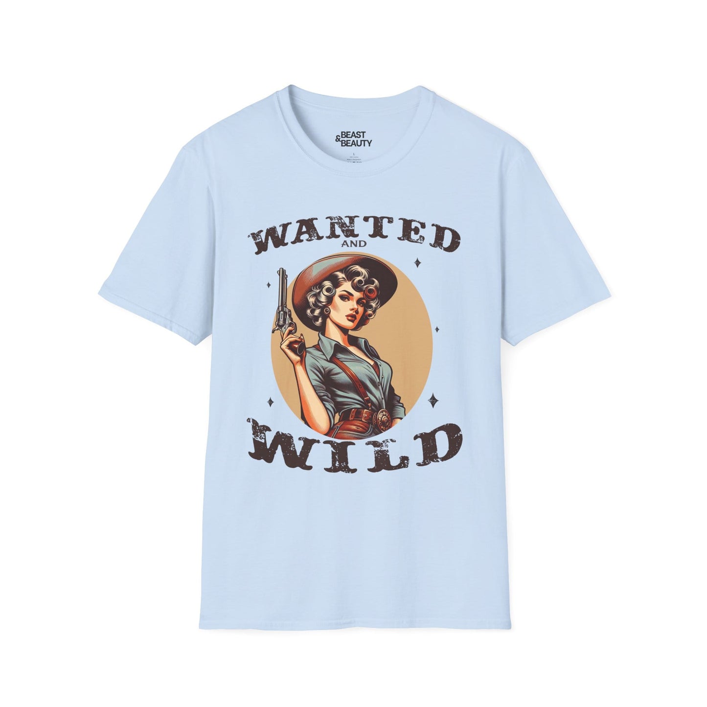 wanted & wild cowgirl t-shirt light blue t-shirt uk cowgirl gift idea