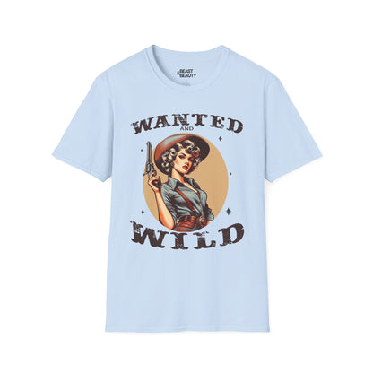 wanted & wild cowgirl t-shirt light blue t-shirt uk cowgirl gift idea