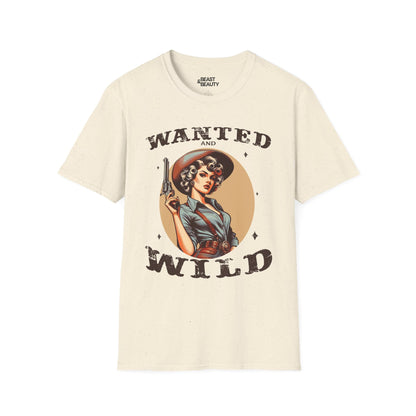 wanted & wild cowgirl t-shirt natural t-shirt uk cowgirl gift idea