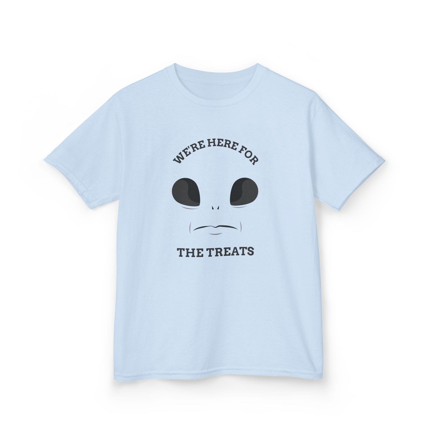 We’re Here For The Treats Halloween Kids T-Shirt Light Blue / XS gift_idea unique_gift personalised_gift