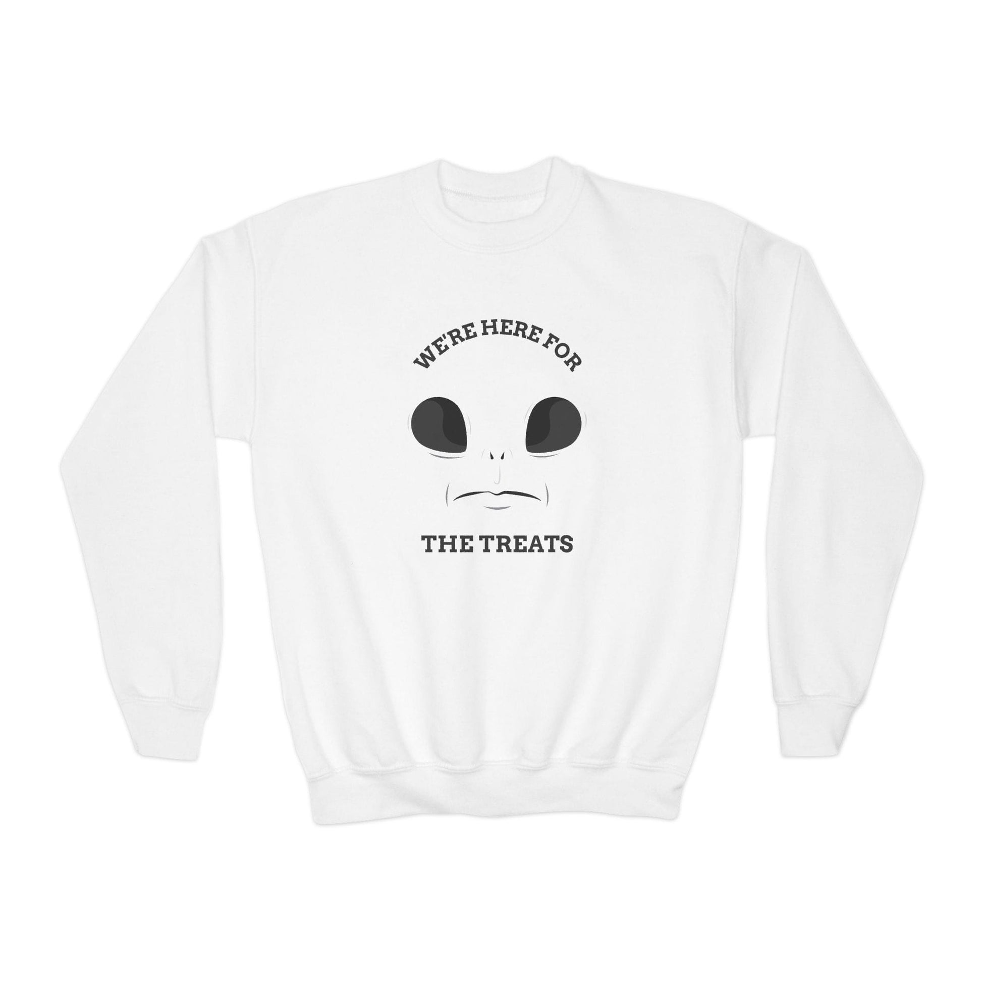We’re Here For The Treats Kids Halloween Sweatshirt White / XS gift_idea unique_gift personalised_gift