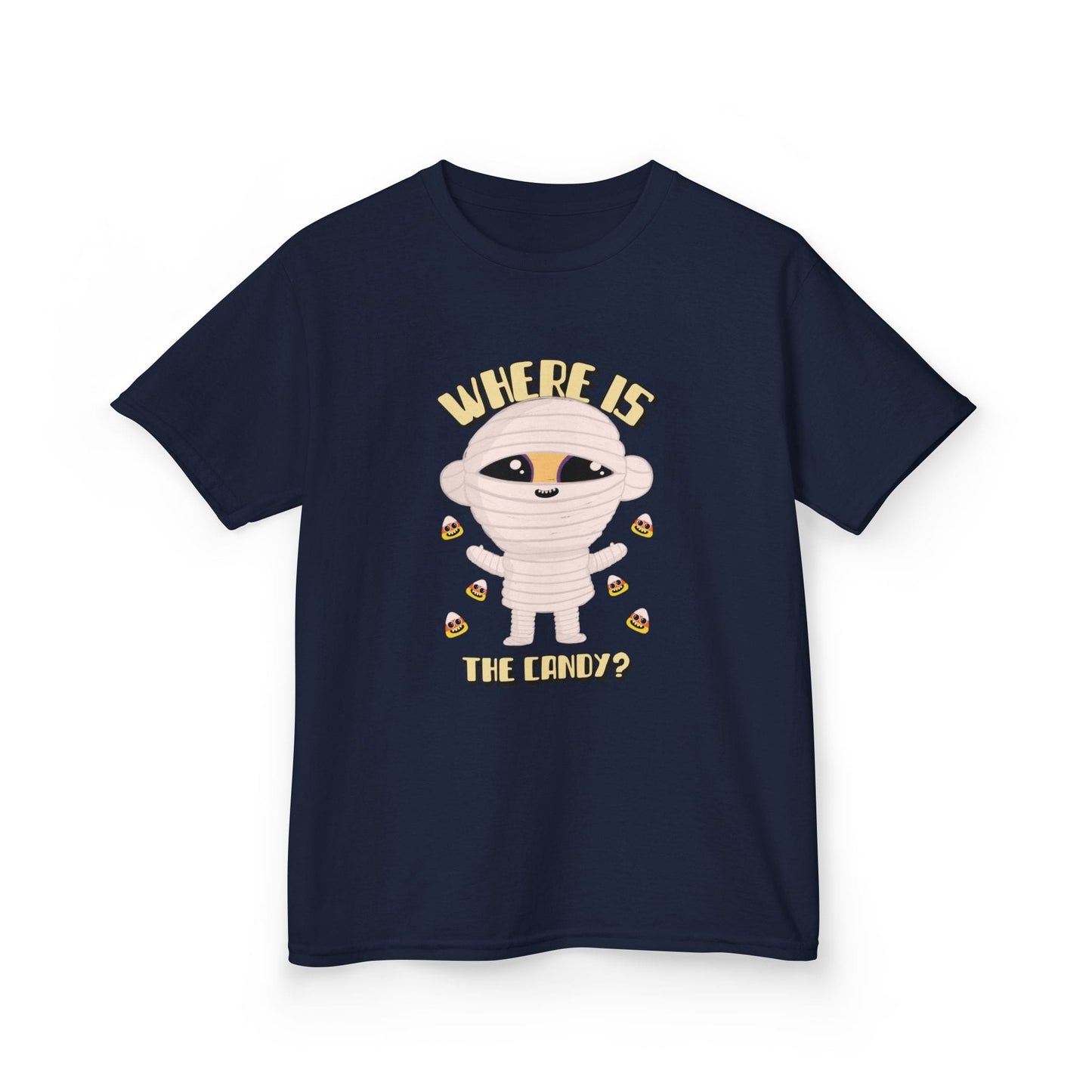 Where Is The Candy Halloween Mummy Kids T-Shirt Navy / XS gift_idea unique_gift personalised_gift