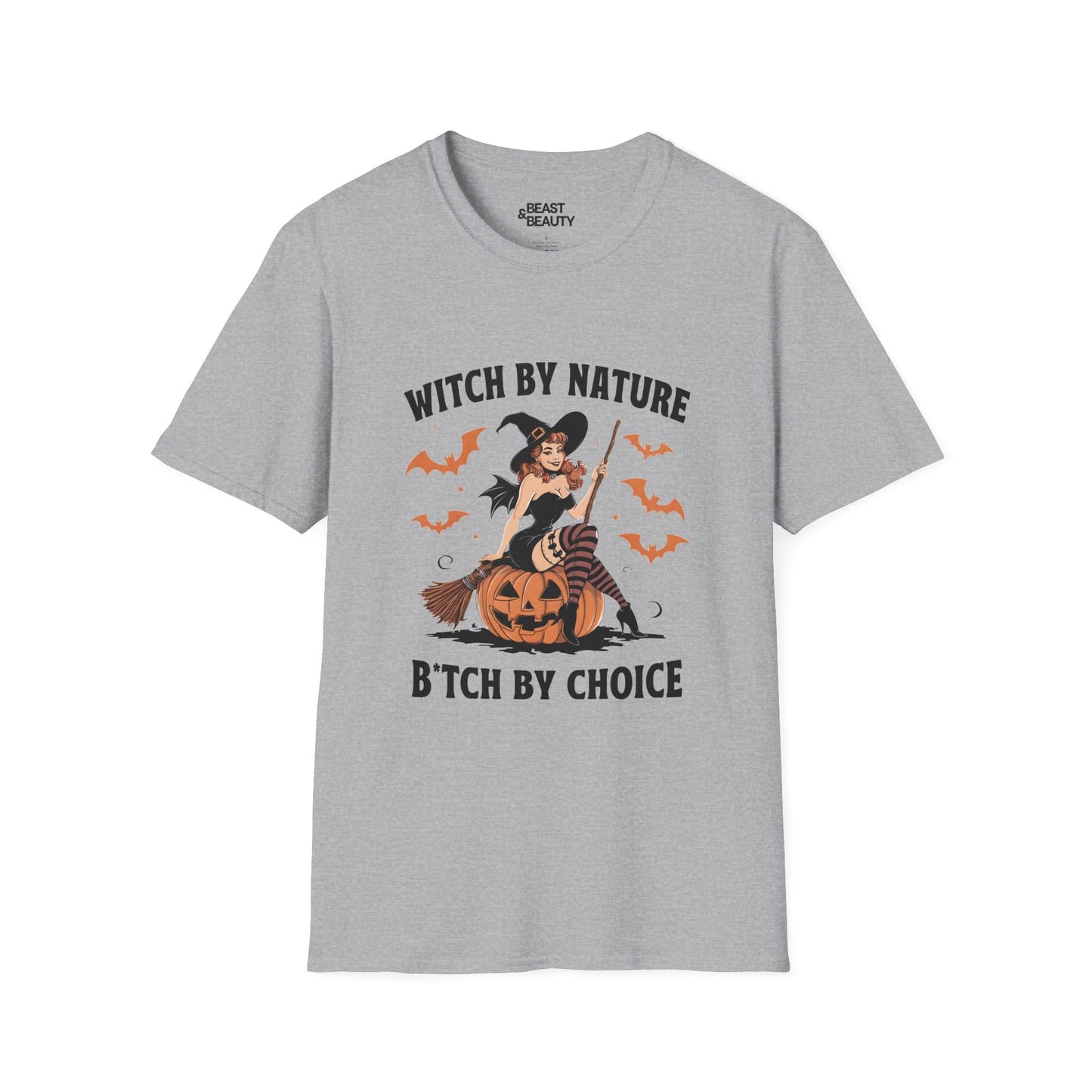 Witch By Nature B*tch By Choice Funny Halloween T-Shirt Sport Grey / S gift_idea unique_gift personalised_gift