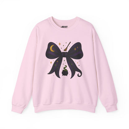 witchy bow halloween sweatshirt light pink sweatshirt uk Halloween gift idea