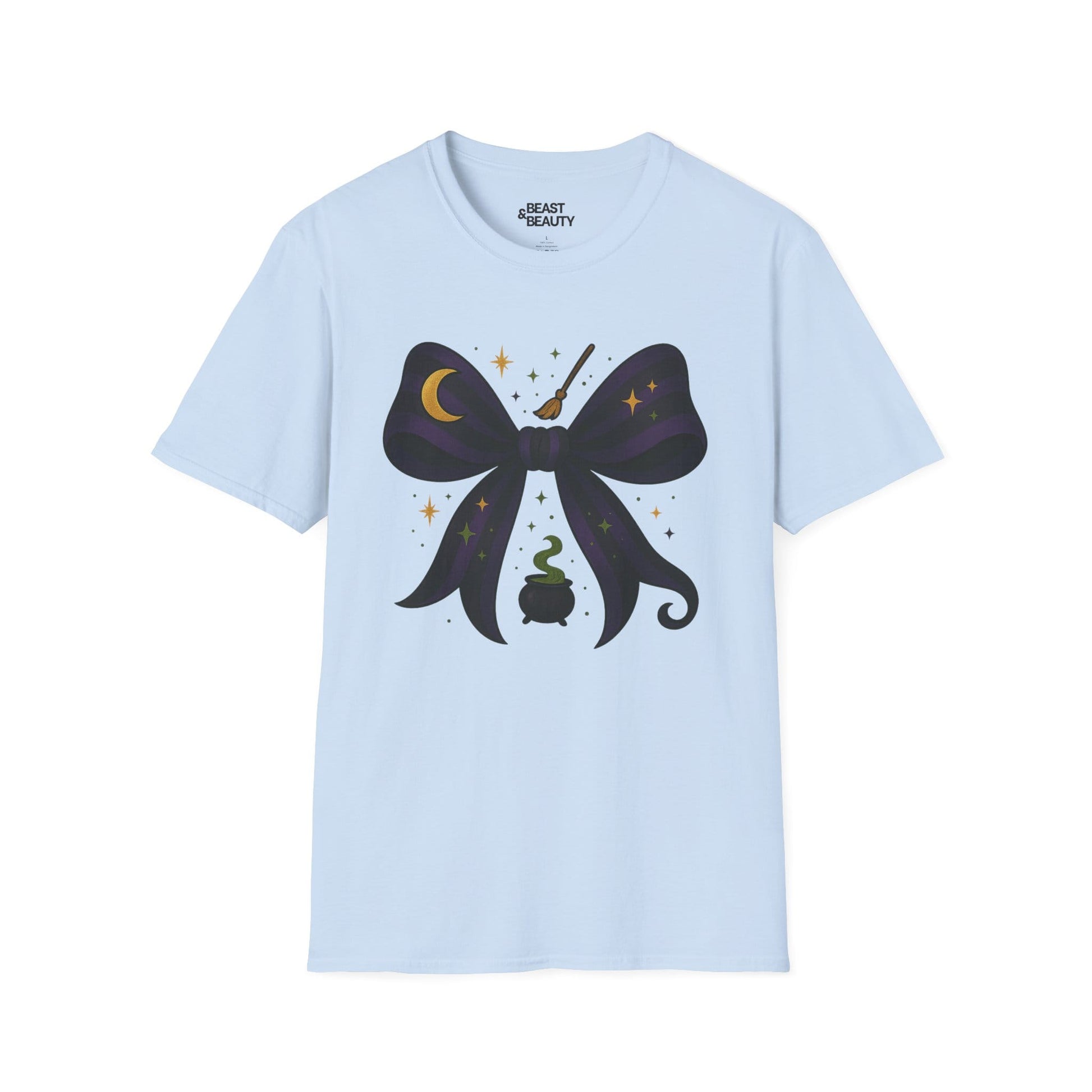 witchy bow t-shirt light blue t-shirt uk Halloween gift idea