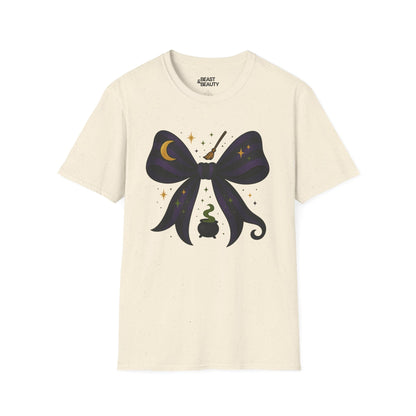 witchy bow t-shirt natural t-shirt uk Halloween gift idea
