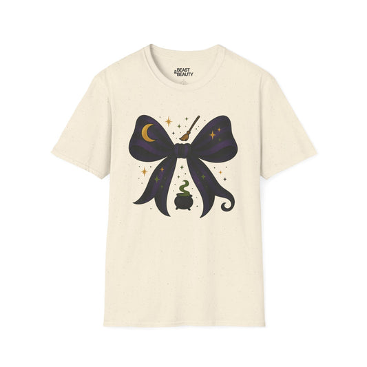 witchy bow t-shirt natural t-shirt uk Halloween gift idea