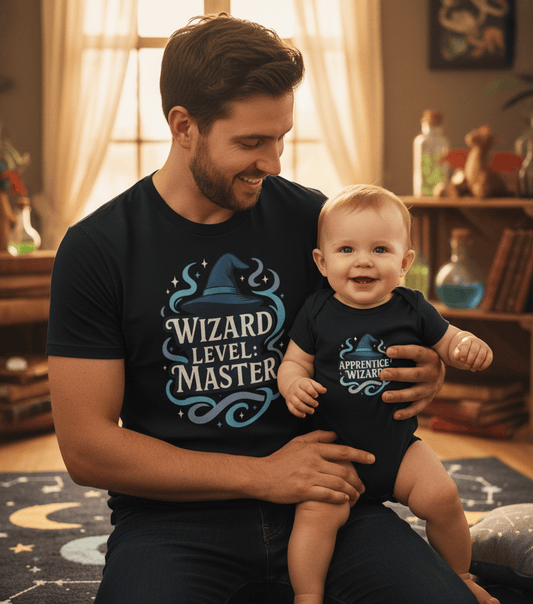 Wizard Master & Apprentice Matching T-Shirt Gift Set gift_idea unique_gift personalised_gift
