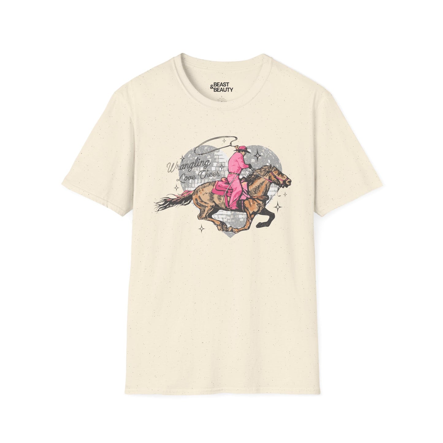 wrangling love cheer cowgirl t-shirt natural t-shirt uk cowgirl gift idea
