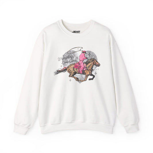 wrangling love cowboy sweatshirt white sweatshirt uk cowgirl gift idea