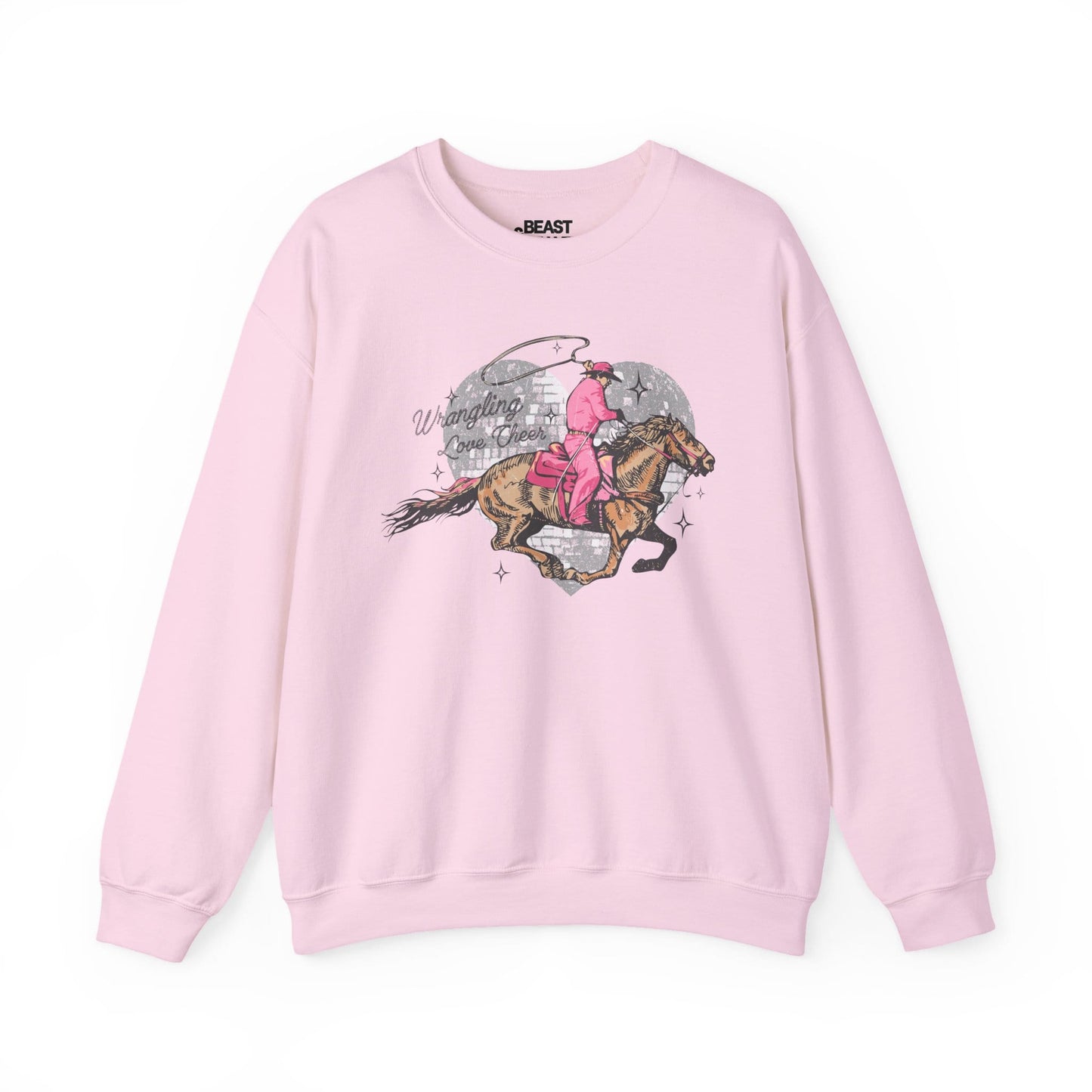 wrangling love cowboy sweatshirt light pink sweatshirt uk cowgirl gift idea