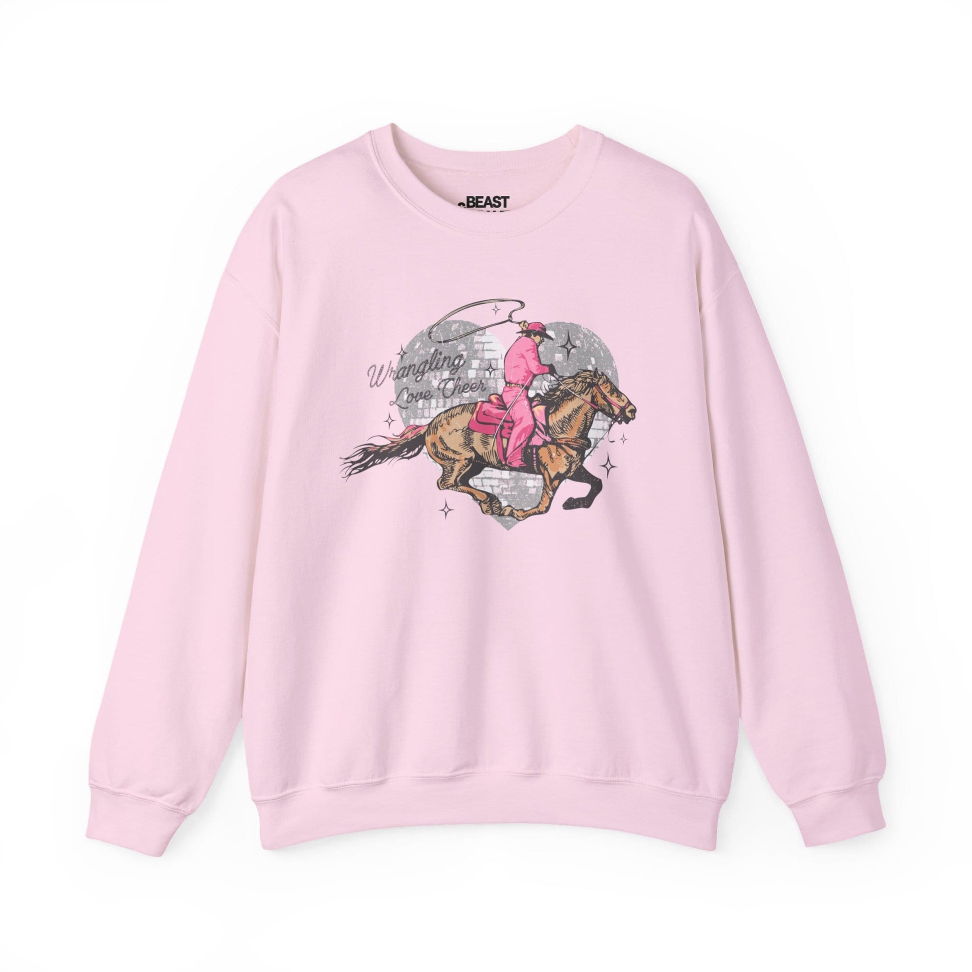 wrangling love cowboy sweatshirt light pink sweatshirt uk cowgirl gift idea