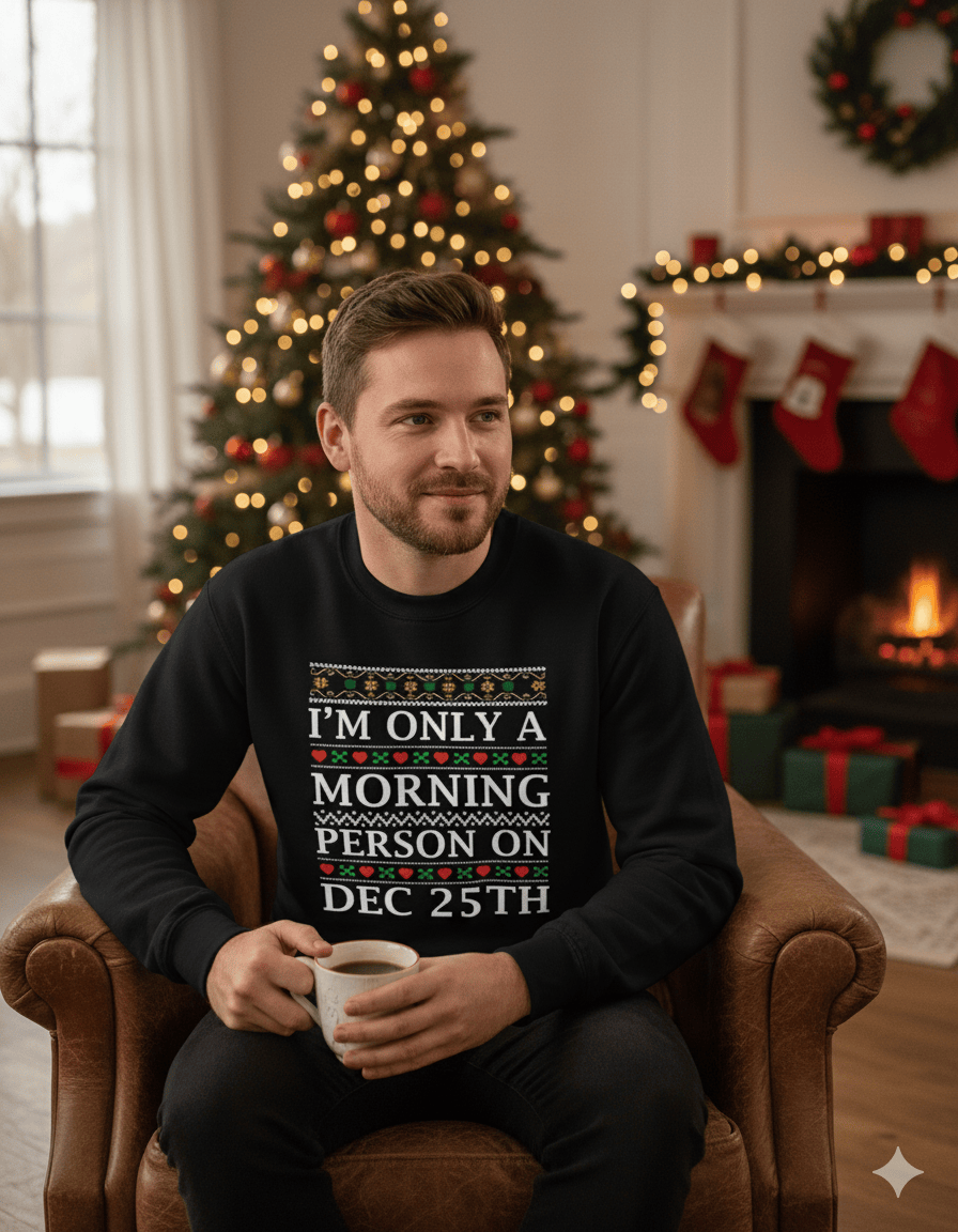 My Store Xmas Clothing I'm Only a Morning Person on Dec 25th – Funny Christmas Jumper