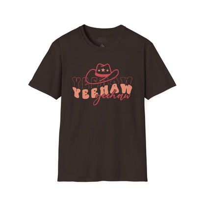 yeehaw yeehaw cowgirl t-shirt dark chocolate t-shirt uk cowgirl gift idea