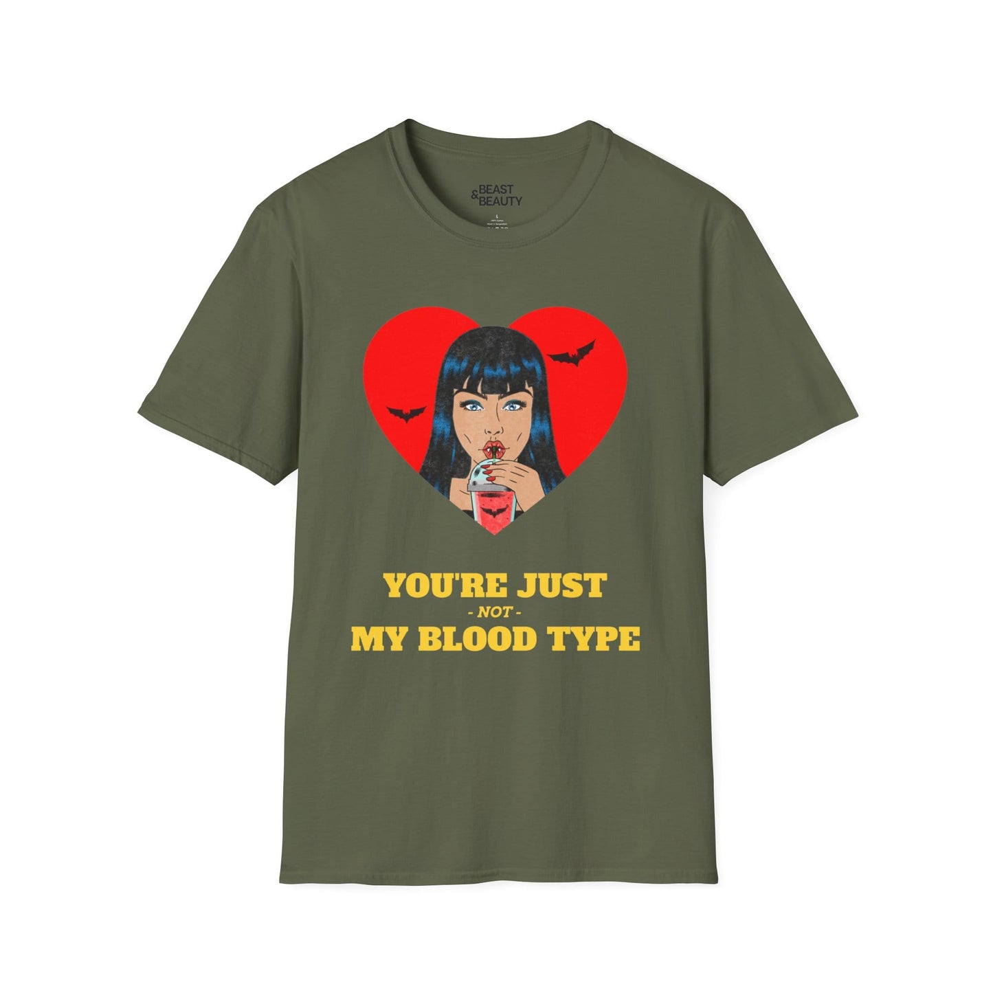 You're Just Not My Blood Type Funny Vampire Halloween T-Shirt Military Green / S gift_idea unique_gift personalised_gift