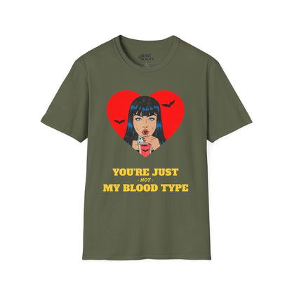 You're Just Not My Blood Type Funny Vampire Halloween T-Shirt Military Green / S gift_idea unique_gift personalised_gift