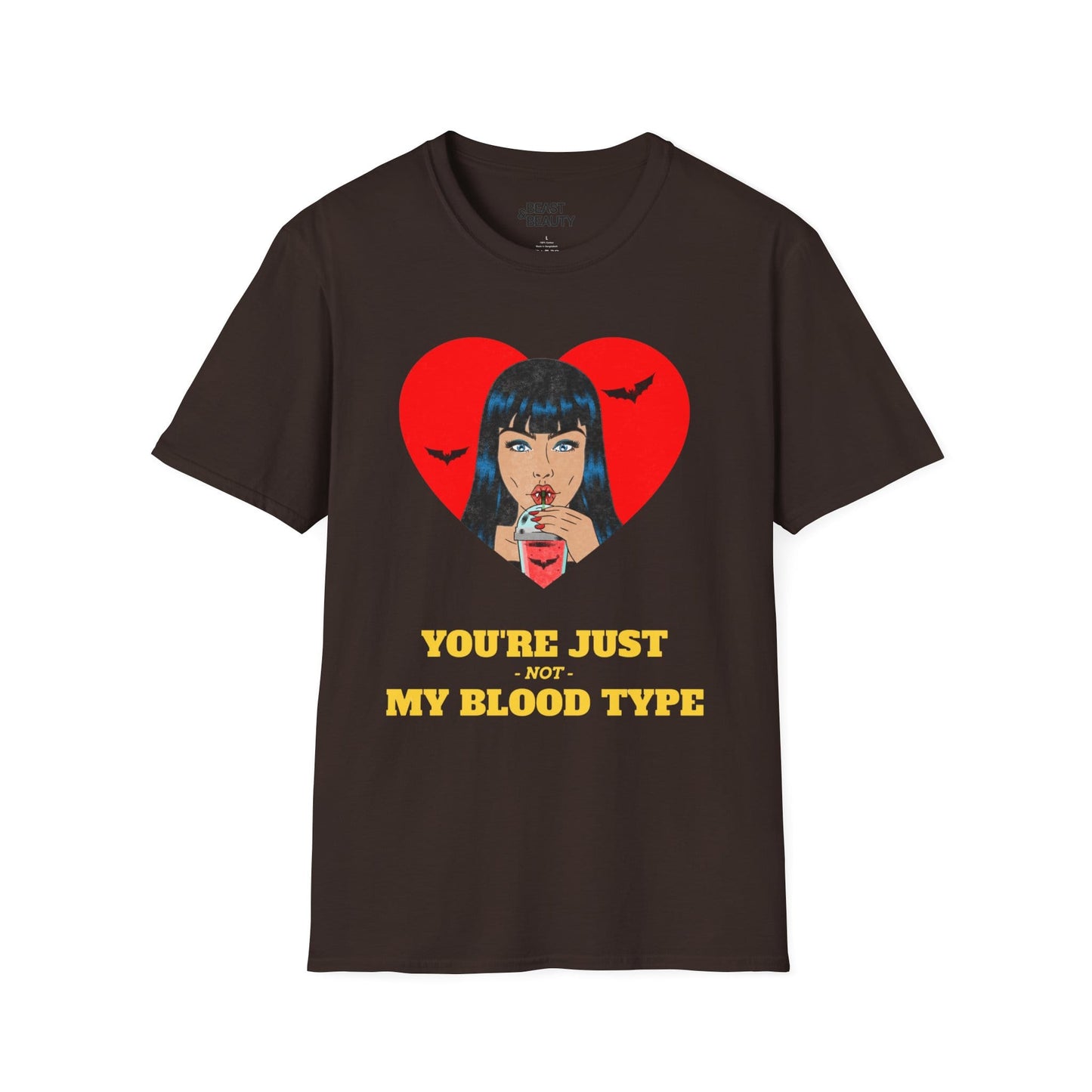 You're Just Not My Blood Type Funny Vampire Halloween T-Shirt Dark Chocolate / S gift_idea unique_gift personalised_gift