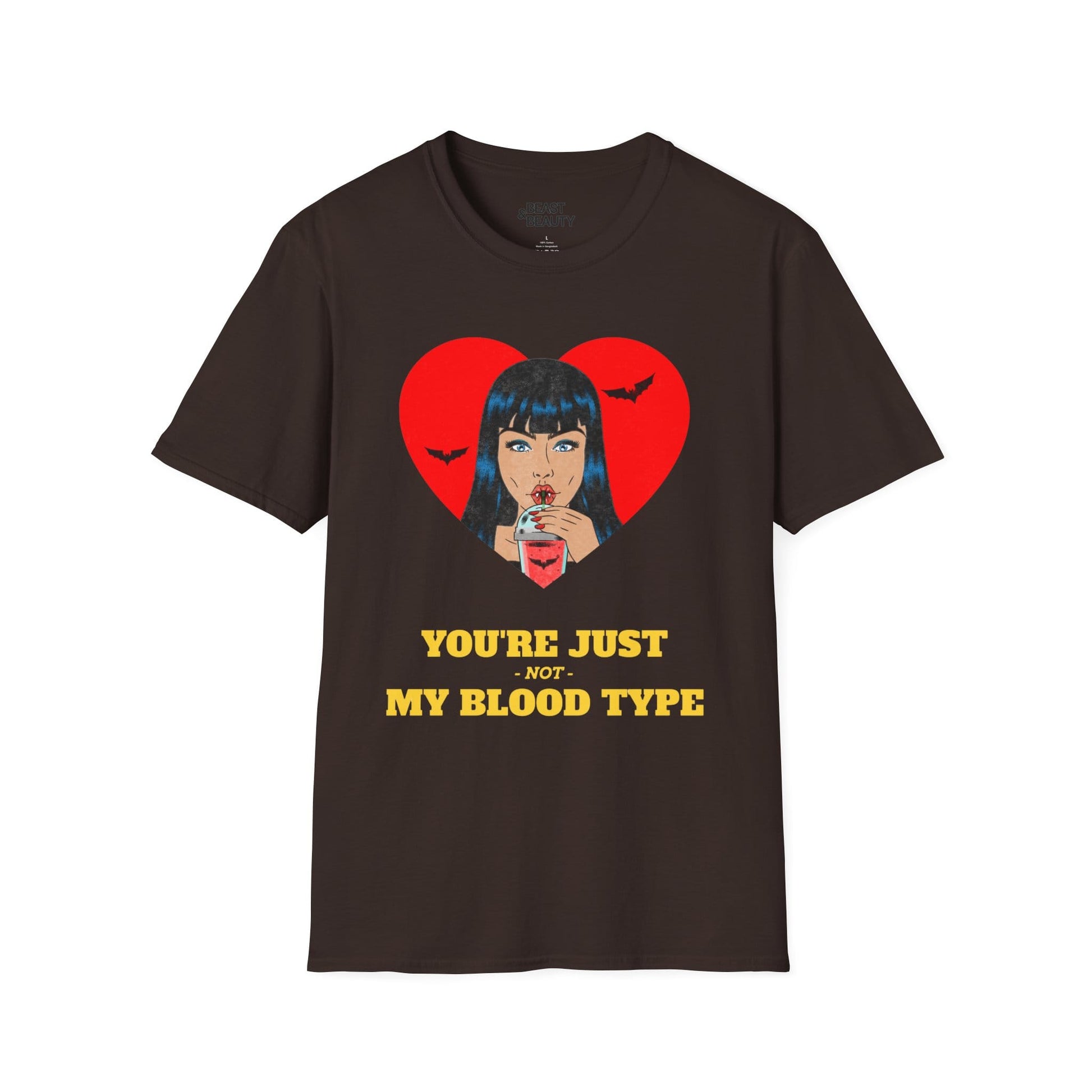 You're Just Not My Blood Type Funny Vampire Halloween T-Shirt Dark Chocolate / S gift_idea unique_gift personalised_gift