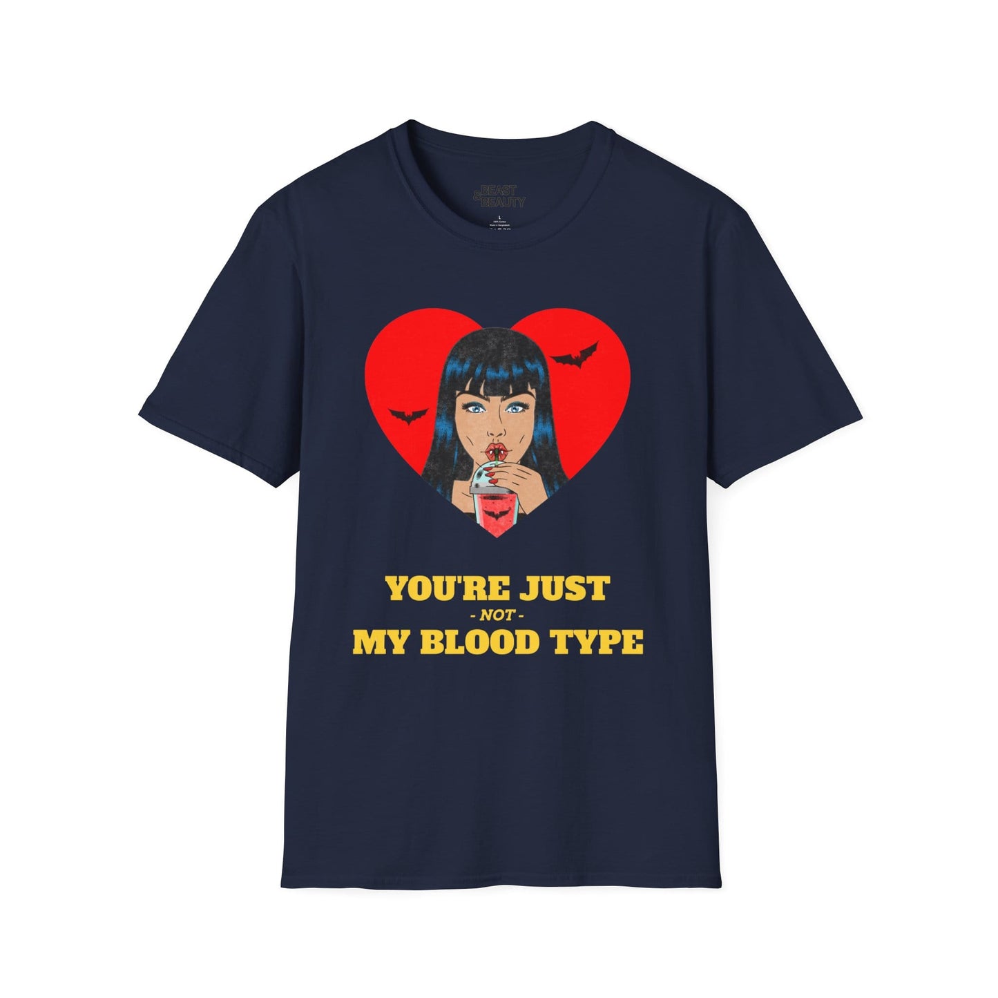You're Just Not My Blood Type Funny Vampire Halloween T-Shirt Navy / S gift_idea unique_gift personalised_gift