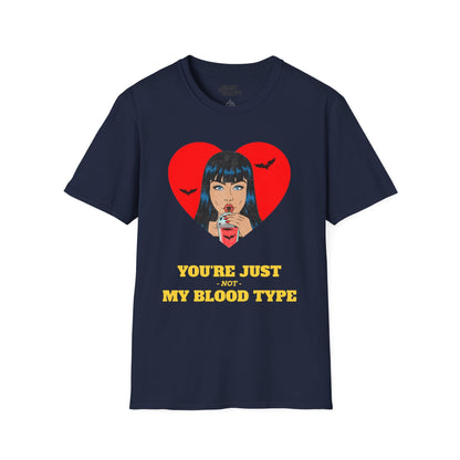 You're Just Not My Blood Type Funny Vampire Halloween T-Shirt Navy / S gift_idea unique_gift personalised_gift
