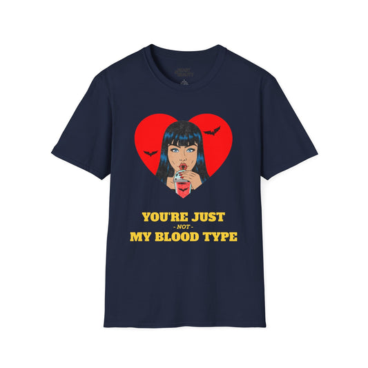 You're Just Not My Blood Type Funny Vampire Halloween T-Shirt Navy / S gift_idea unique_gift personalised_gift
